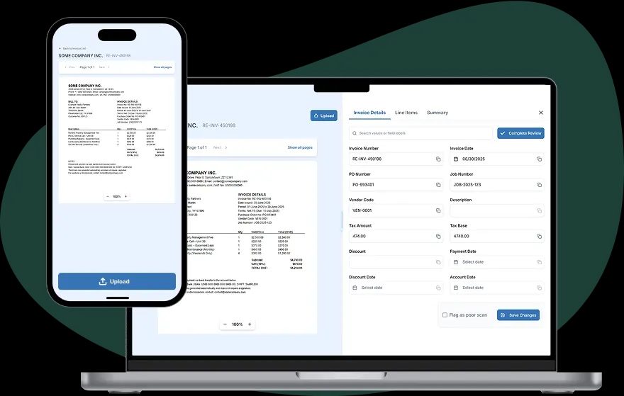 Desktop and mobile interface of the Invoice Scanner app