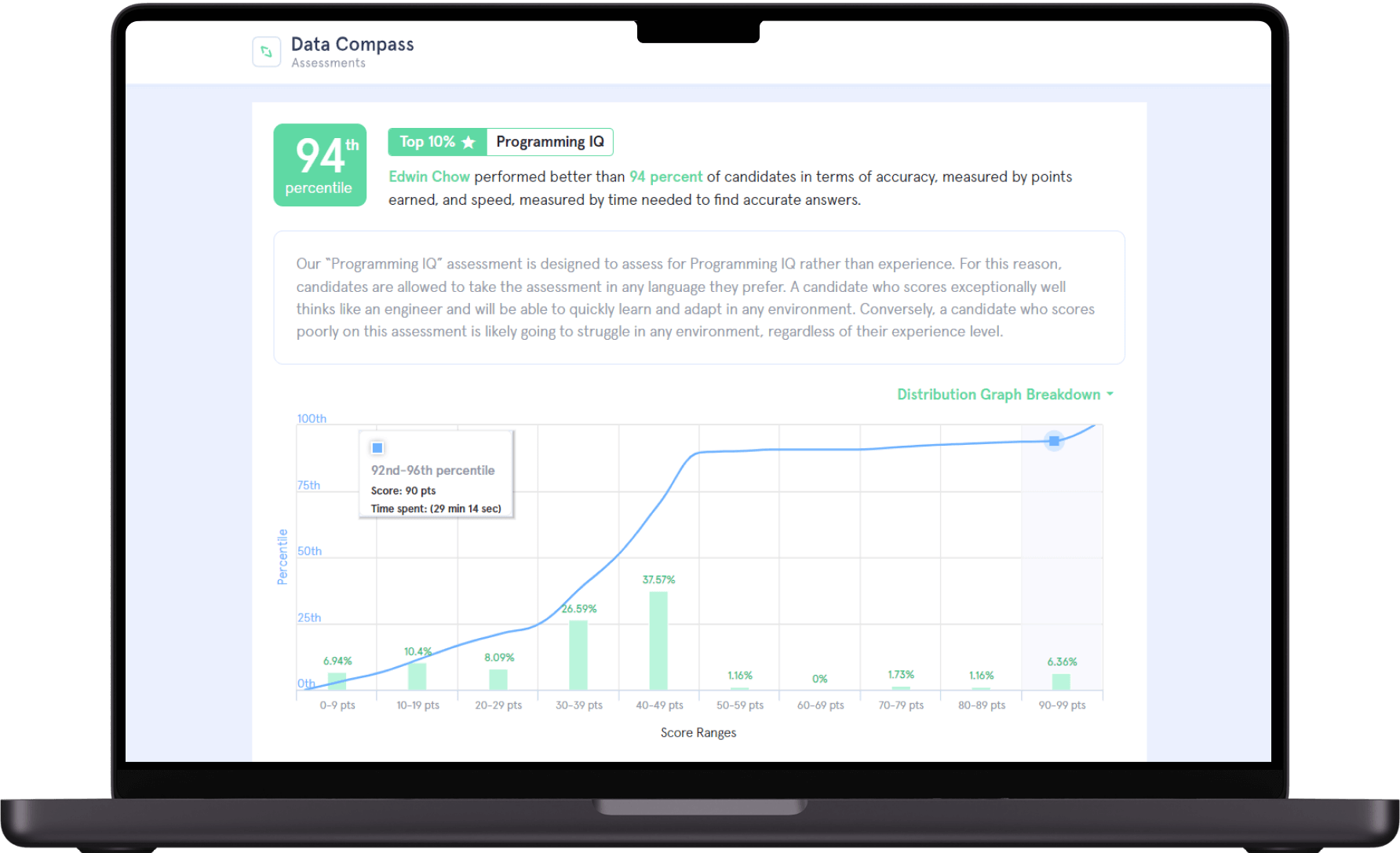 A screenshot of data compass app