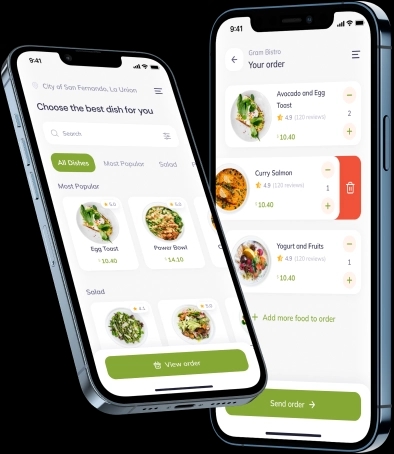 Mobile phone showcasing an app interface